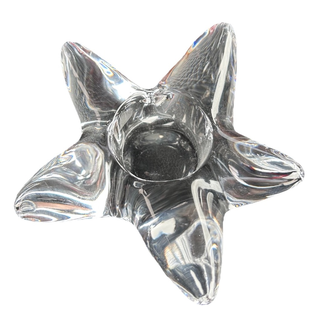 Clear Star Shaped Glass Crystal Candle Holder Orrefors Sweden